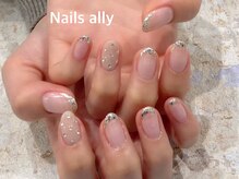 ネイルズアリー 立川店(Nails ally)/ラメフレンチ×シアーカラー