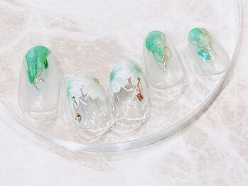 ブレスネイル(brace Nail)/フラワー+ニュアンスフレンチ