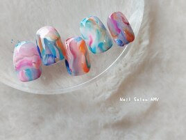 カラフルマーブルネイル
