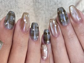 チェック柄×星