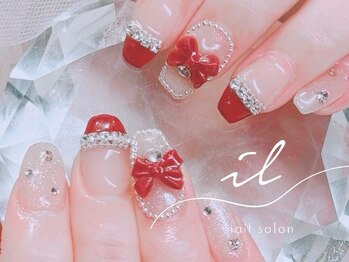 赤×リボン×ワンホンネイル