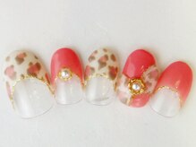 ネイルサロン ドレリッチ 大宮店(drerich)/ピンクレオパードリボン
