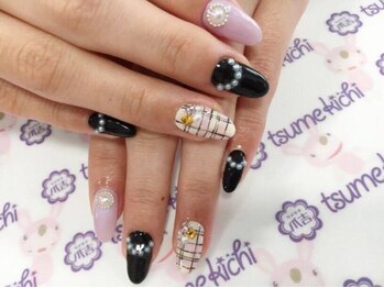 ネイルサロン 爪吉/女性らしいツイード×パール♪