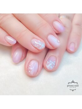 ピオニーネイル(peony nail)/雨粒と紫陽花