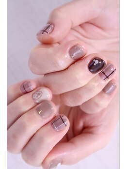 ラルネイル 大宮(Lull. nail)/＊スモーキーピンク＊チェック＊