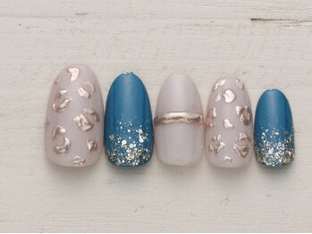 ネイルミックス 沖縄おもろまち店(Nail Mix)/ミラー×ヒョウ柄 5990円