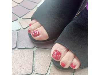 ネイルサロン リスタ(Rista)/スタッズ フット 赤