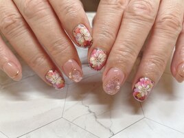 ダリア　フラワー　手描き