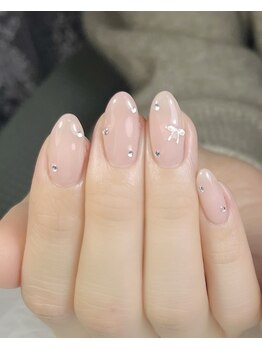 リィ ネイル(rii nail)/ワンカラー×リボン♪