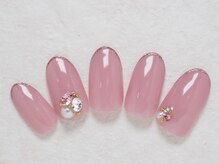 シックネイル(CHIC nail)/上品ピンク＆ストーン