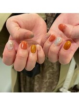 ヒルズ 原宿(Hills Harajuku)/オレンジニュアンスネイル