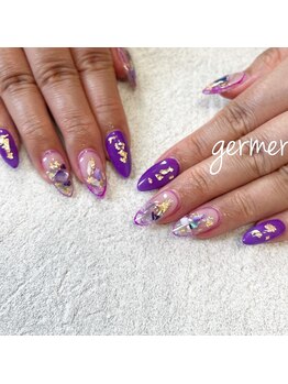 紫とシェル埋め込みスカルプ!