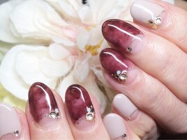 ワインレッドべっ甲nail　¥11750