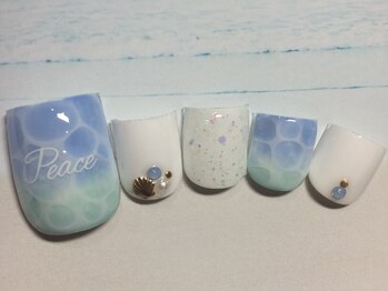 ネイルサロン リリオ(Nail Salon Ririo)/涼し気◎水面アートフットネイル