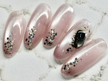 マグネット ピンク ホロネイル