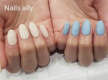 ネイルズアリー 立川店(Nails ally)/ワンカラー×ちぐはぐ×パステル