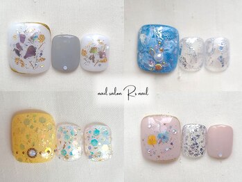 ネイル サロン アールズ ネイル(R's nail)の写真/お洒落な人は足先も抜かりなく!足先を華やかにして気分もUP★ワンカラー/個性派デザインもお任せください！
