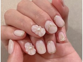 ぷっくりフラワー/ミラーネイル