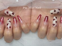 ピオミエルネイル 新宿(pio miel nail)/きらめきルージュ×ハートネイル