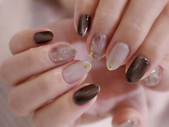 ラルネイル 大宮(Lull. nail)/*ニュアンス天然石*ブラウン*