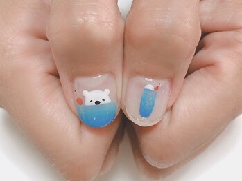 北堀江ネイルサロン エンジョイスターネイル(Enjoy Star Nail)/カジュアルネイル◎白くまソーダ