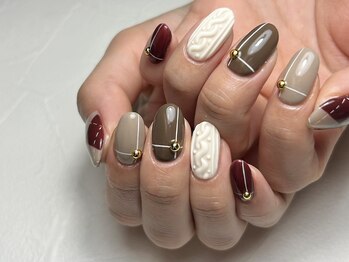ニット×アーガイルネイル