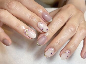 アイネイルズ 梅田店(I nails)/押し花ピンクニュアンス