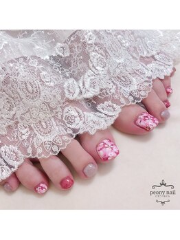 ピオニーネイル(peony nail)/フットピンクフラワー