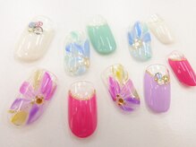 ネイルサロンクイール 宇都宮店(NAIL SALON QUILL)/逆フレンチ＋お花アート