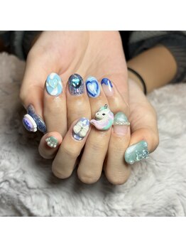 マイオティック ネイル(miotic nail)/水色チグハグネイル