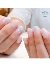 ピオニーネイル(peony nail)/涼しげブルーの小花