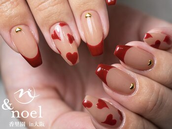 ノエル(Noel)/ボルドーハートフレンチネイル
