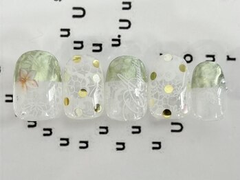 ジェミーネイル エビス(Jemiy nail ebisu)/ピスタチオレースドット10480yen