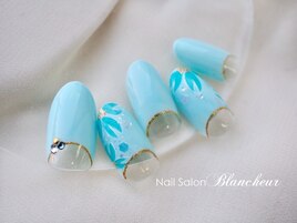 逆フレンチ＆手描きハーフ桜