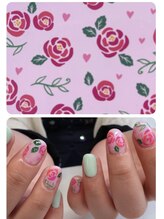 ペントハウス(Penthouse)/薔薇のプリントをネイルデザイン