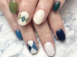 ニット柄×アーガイル柄ネイル