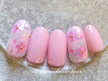 ネイルサロン ブランシュール(Nail Salon Blancheur)/桜ホロの春風ピンクネイル