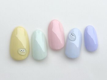 目玉 パステル カラフルネイル