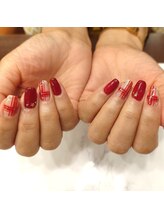 ハーティーネイル hearty nail 溝の口店/赤チェック/冬/ワンカラー