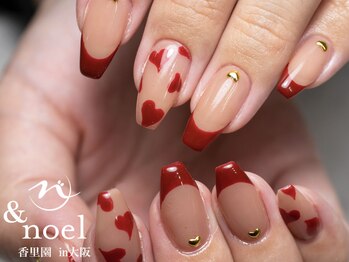 ノエル(Noel)/ボルドーハートフレンチネイル