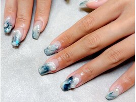 パールニュアンスネイル/大理石