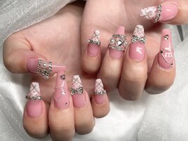 チェックネイル　冬ネイル
