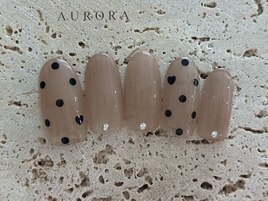 秋シンプルホロドットネイル黒