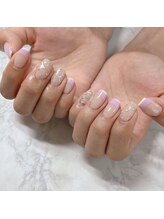 ブラン(blanc)/ダブルフレンチ×ストーンネイル