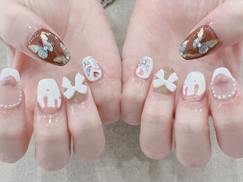 プライズアイリス アイラッシュ 池袋東口店(prize Iris eyelash)/蝶々バレンタインネイル