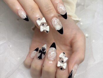 ネイル アヴァンス JR和歌山店(Nail AVANCE.)/【honoka】レース×黒フレンチ