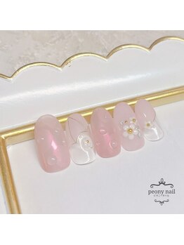 ピオニーネイル(peony nail)/6月新作　傘とフラワービジュー