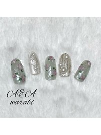 大人かわいいバラネイル