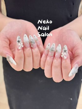 ネコ(Neko)/白 ラメ ワンホン 長さだし