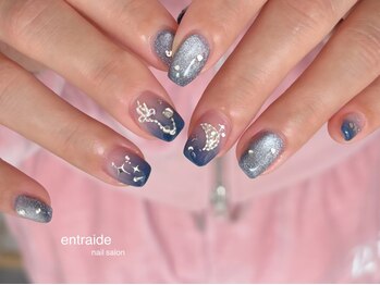 ブルーグラデ×月と星夜空ネイル